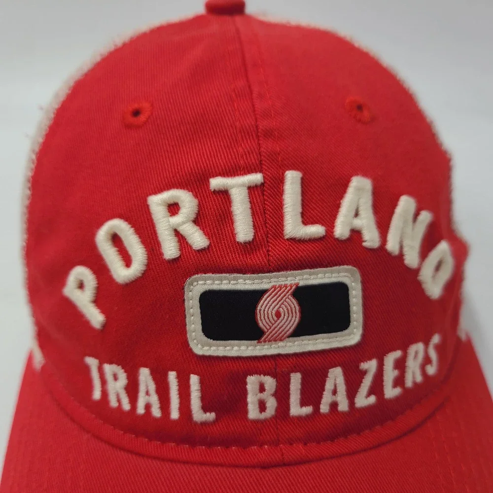 Portland Trail Blazers Hat Snapback Trucker Mesh Adidas Red White Beige NBA Men